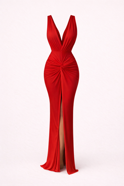 LÉORA—DRAPED EVENING DRESS
